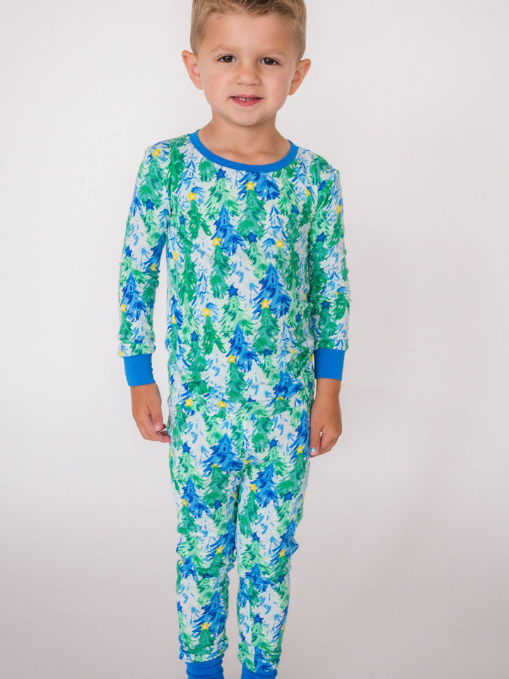 Bamboo Viscose Blue Jolly Grove Pajama Set