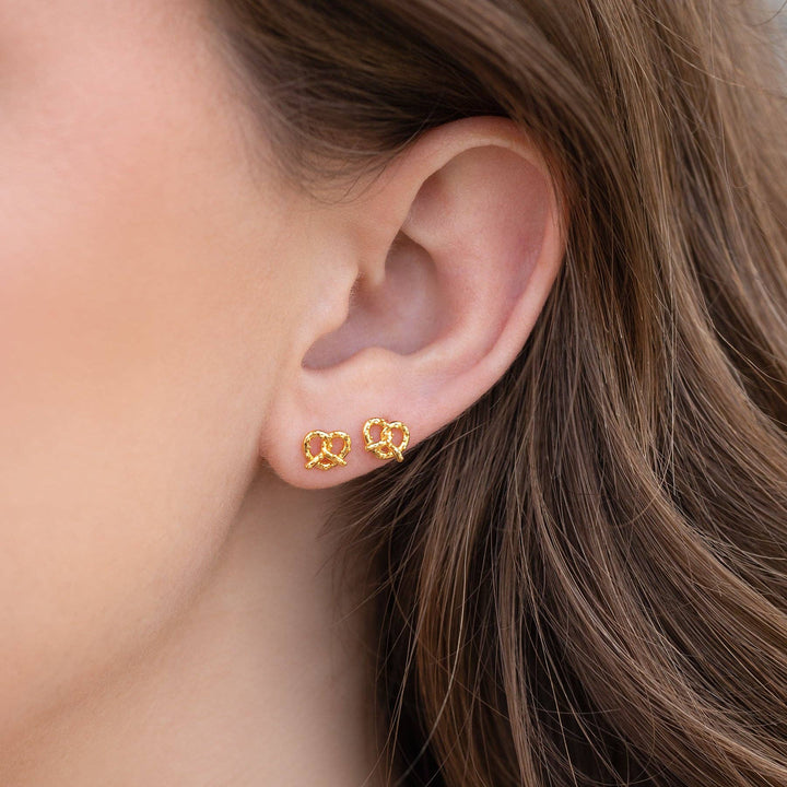 Knot Your Average Pretzel Studs: Gold