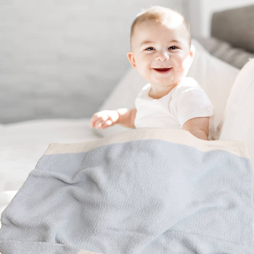 Kids Color Block Luxury Soft Throw Blanket: Blue