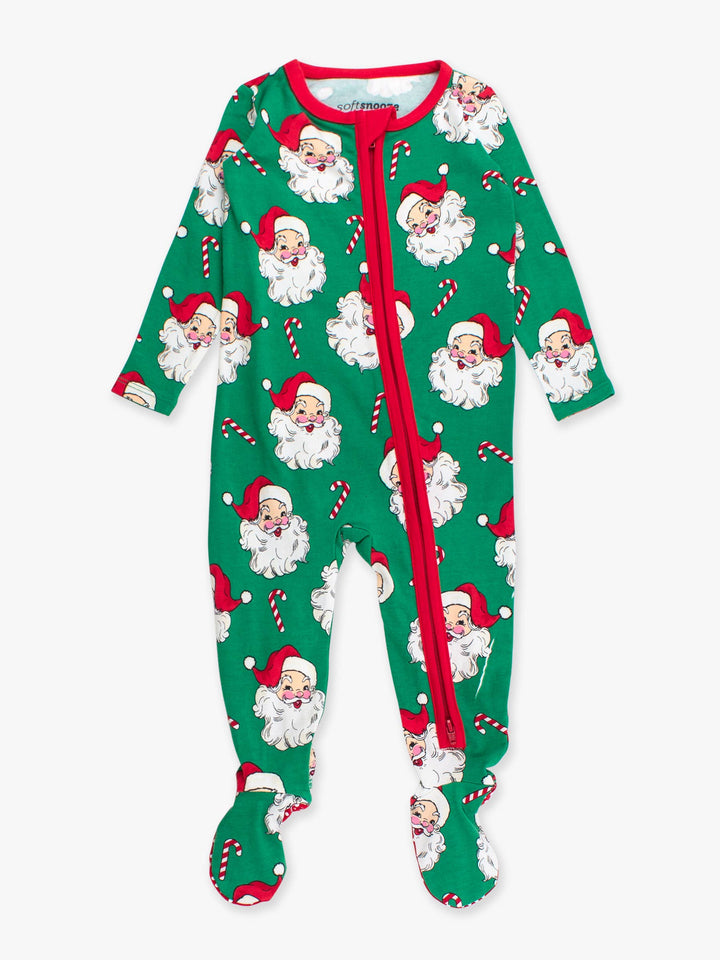 Baby Green Santa Joy Footed Pajama