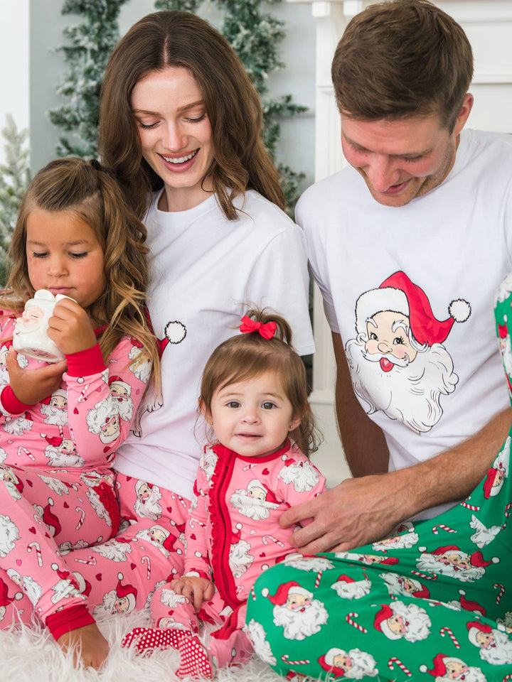 Pink Santa Joy Footed Ruffle One Piece Pajama