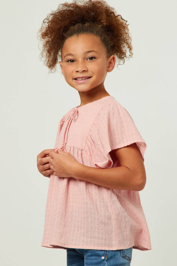 Flutter Sleeve Tassel Detail Textured Top