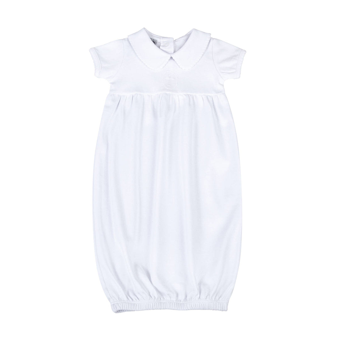 Blessed Embroidered S/S Unisex Gown - White