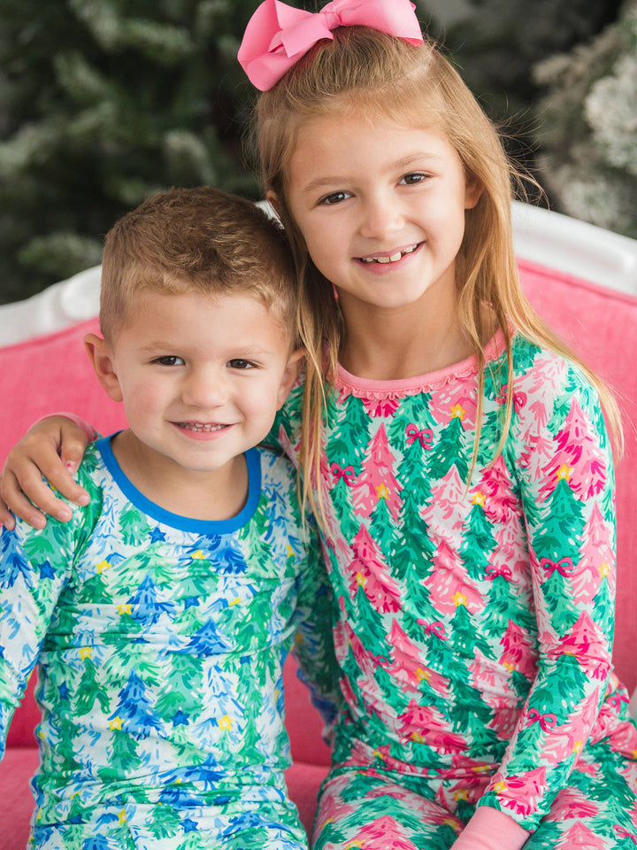 Bamboo Viscose Blue Jolly Grove Pajama Set