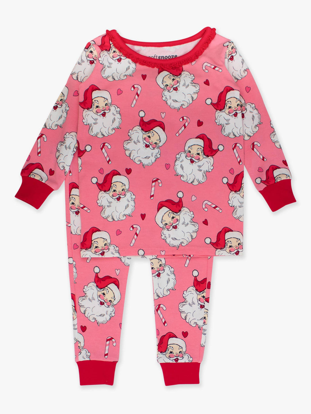 Pink Santa Joy Ruffle Long Sleeve Pajama Set