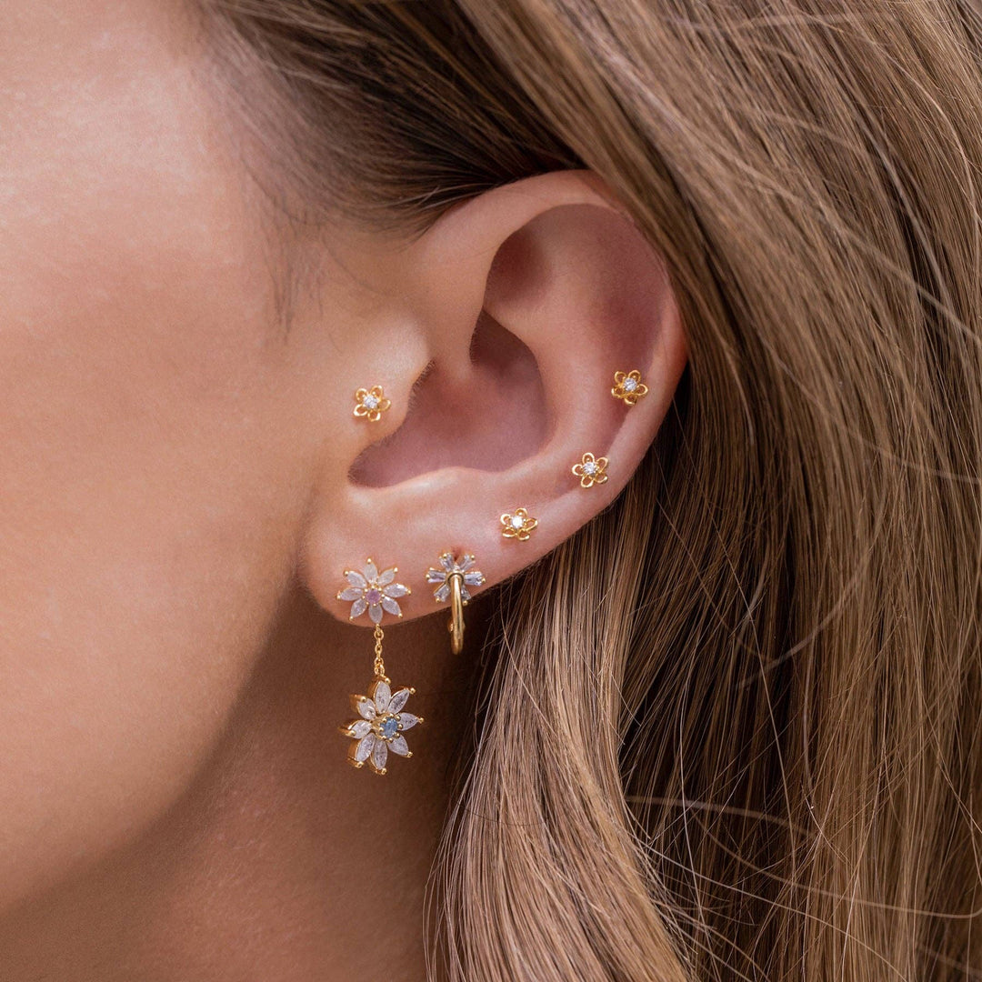 Teeny Tiny Flower Studs: Gold