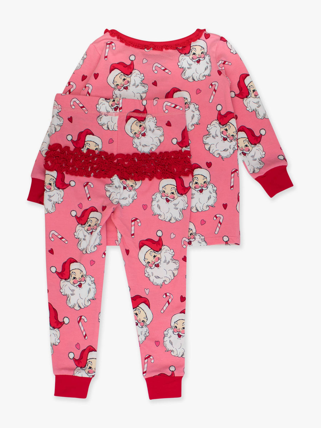 Pink Santa Joy Ruffle Long Sleeve Pajama Set
