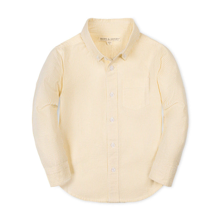 Organic Seersucker Shirt: Yellow Seersucker