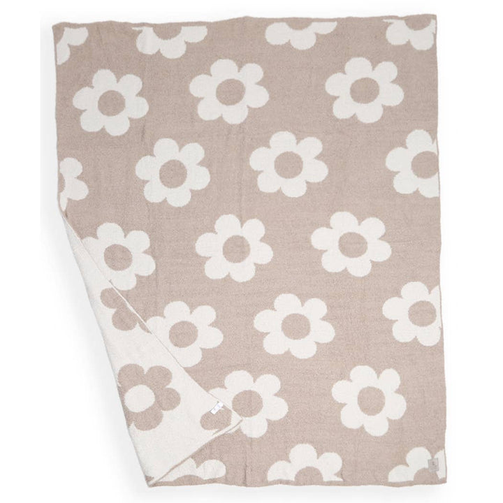 Beige Daisy Throw Blanket