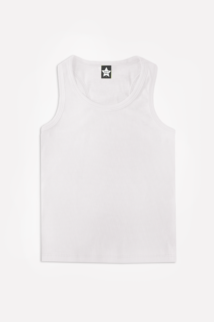 Ribbed Racerback Tank - White