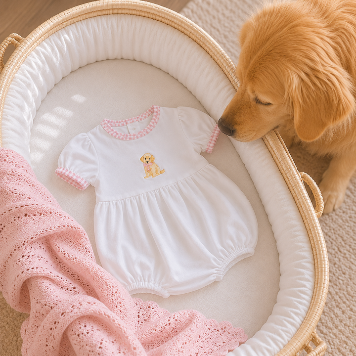 Sweet Golden Ruffle Bubble - Pink
