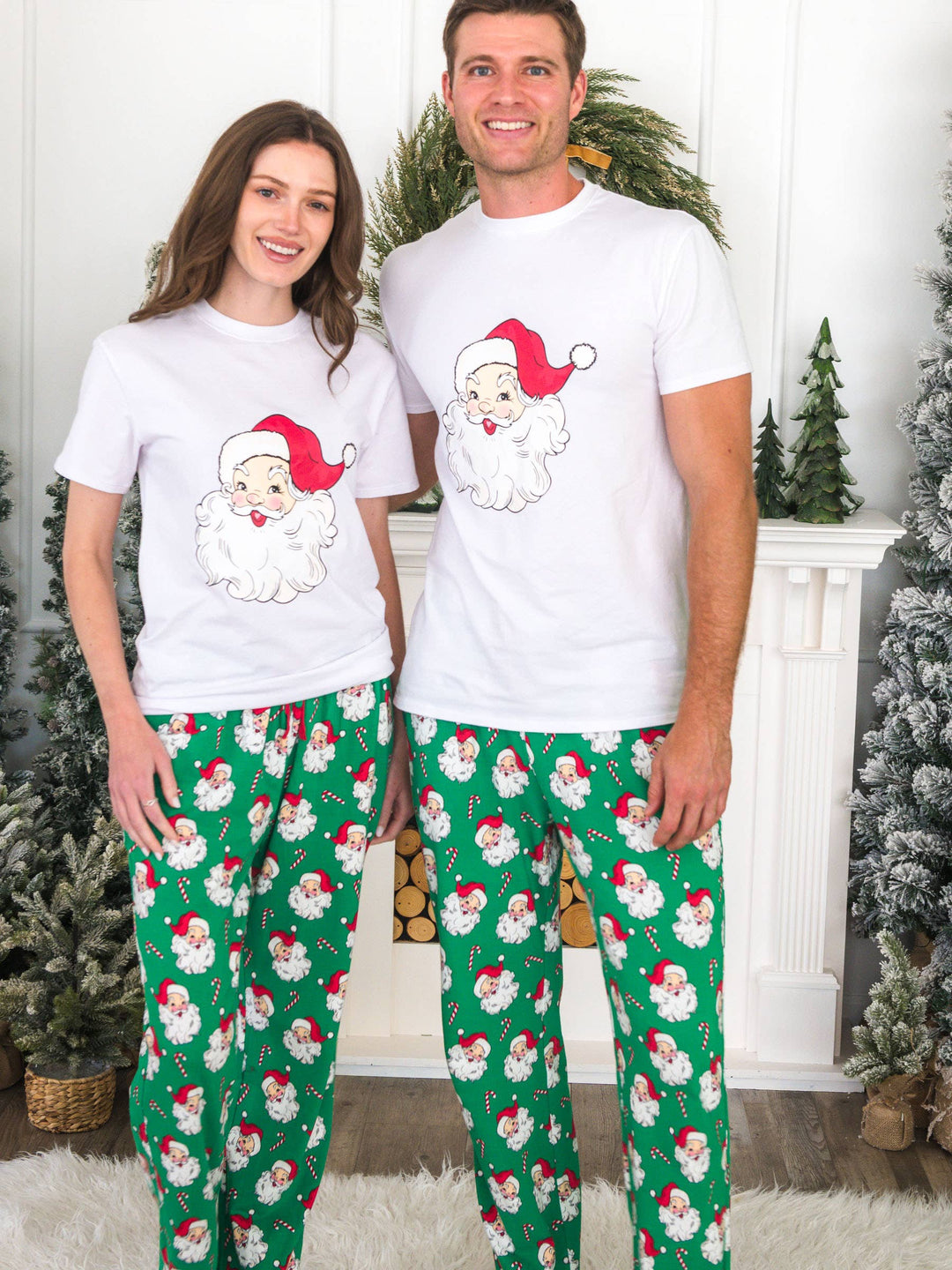Adult Cotton Modal Green Santa Joy Pajama Pants