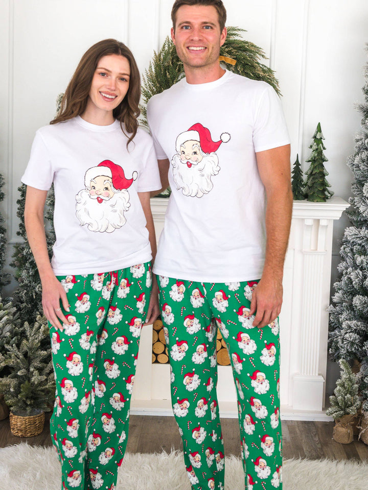 Adult Cotton Modal Green Santa Joy Pajama Pants