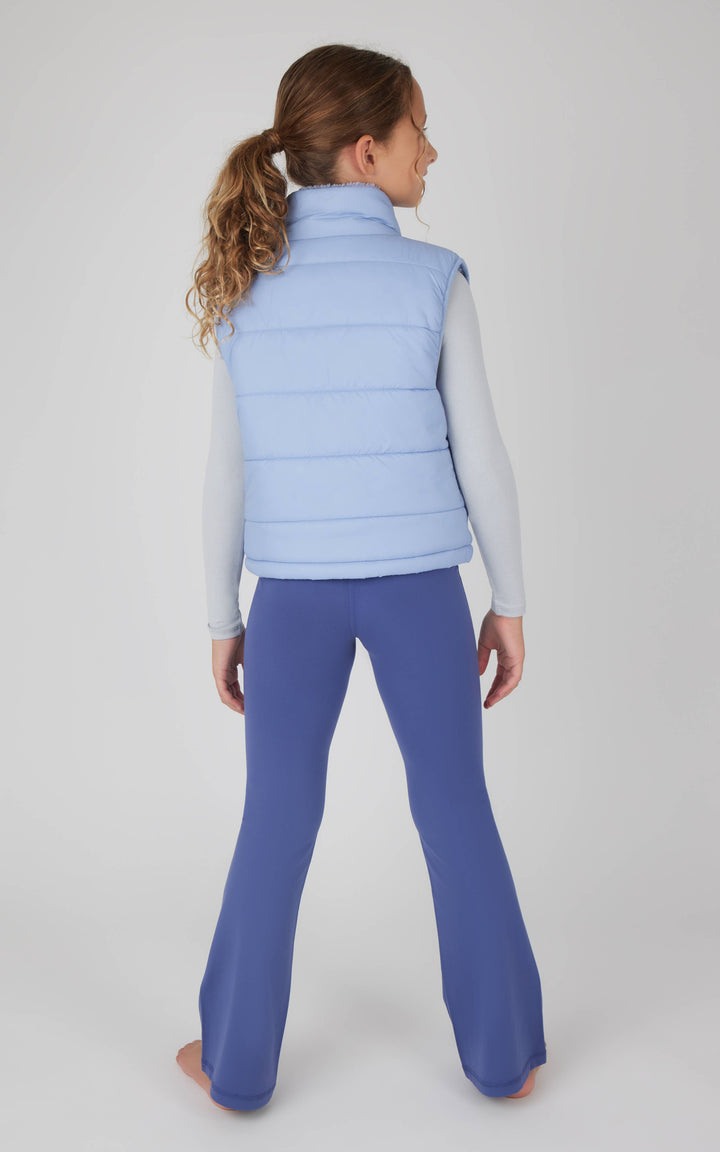Girls Quilted Sherpa Lining Vest, Top, Flare Pant - 3 PC Set