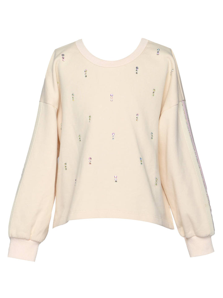 French Terry Sweatshirt W/ Rhinestone Embellishments