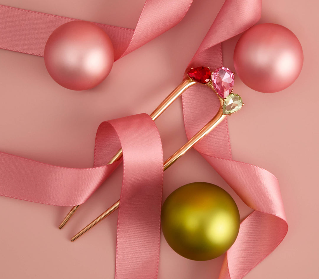 Holiday Gemstone French Hair Pin