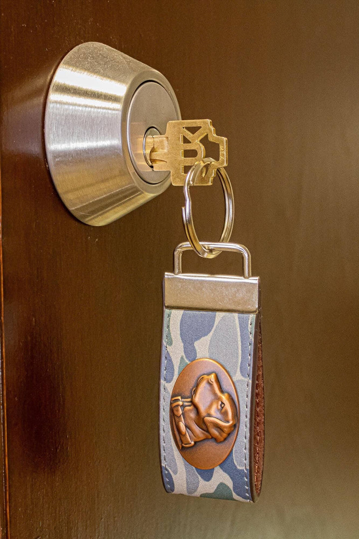 Lab Hunting Old School Camo Leather Loop Keychain