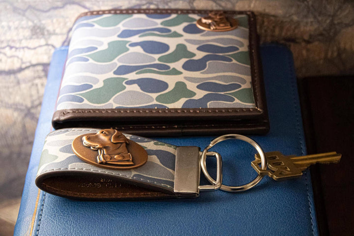 Lab Hunting Old School Camo Leather Loop Keychain