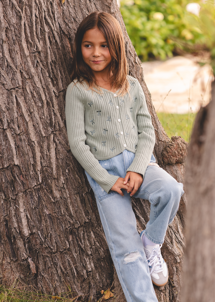 Baby Doll Sweater Top: Bow Print