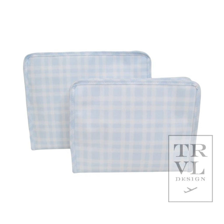 Roadie Medium - Pimlico Plaid Blue Zip Pouch: Pimlico Plaid Blue