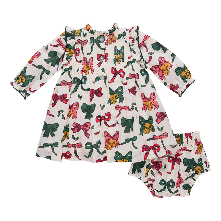 Baby Girls Jaipur Dress Set- Christmas Bows and Bells