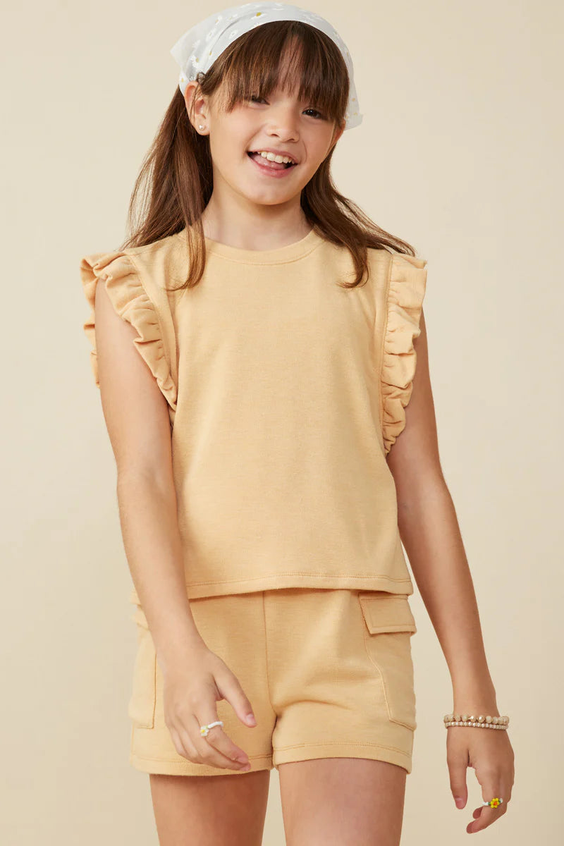 Sleeveless Terry Knit Tank- Mustard