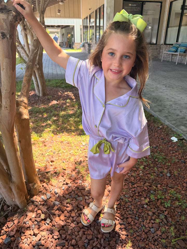 Kids Lavender Silky Short Set
