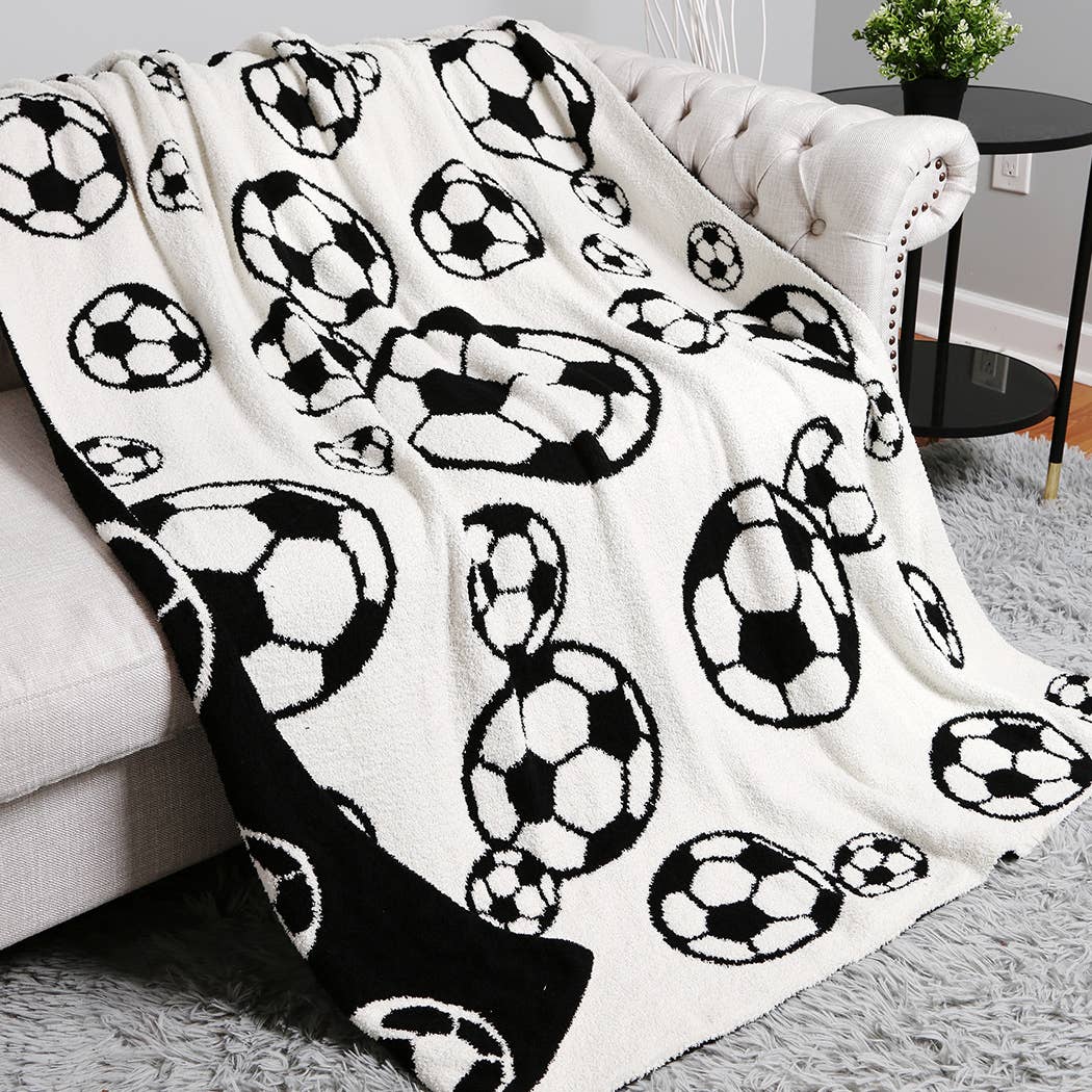 Soccer Throw Blanket- Black
