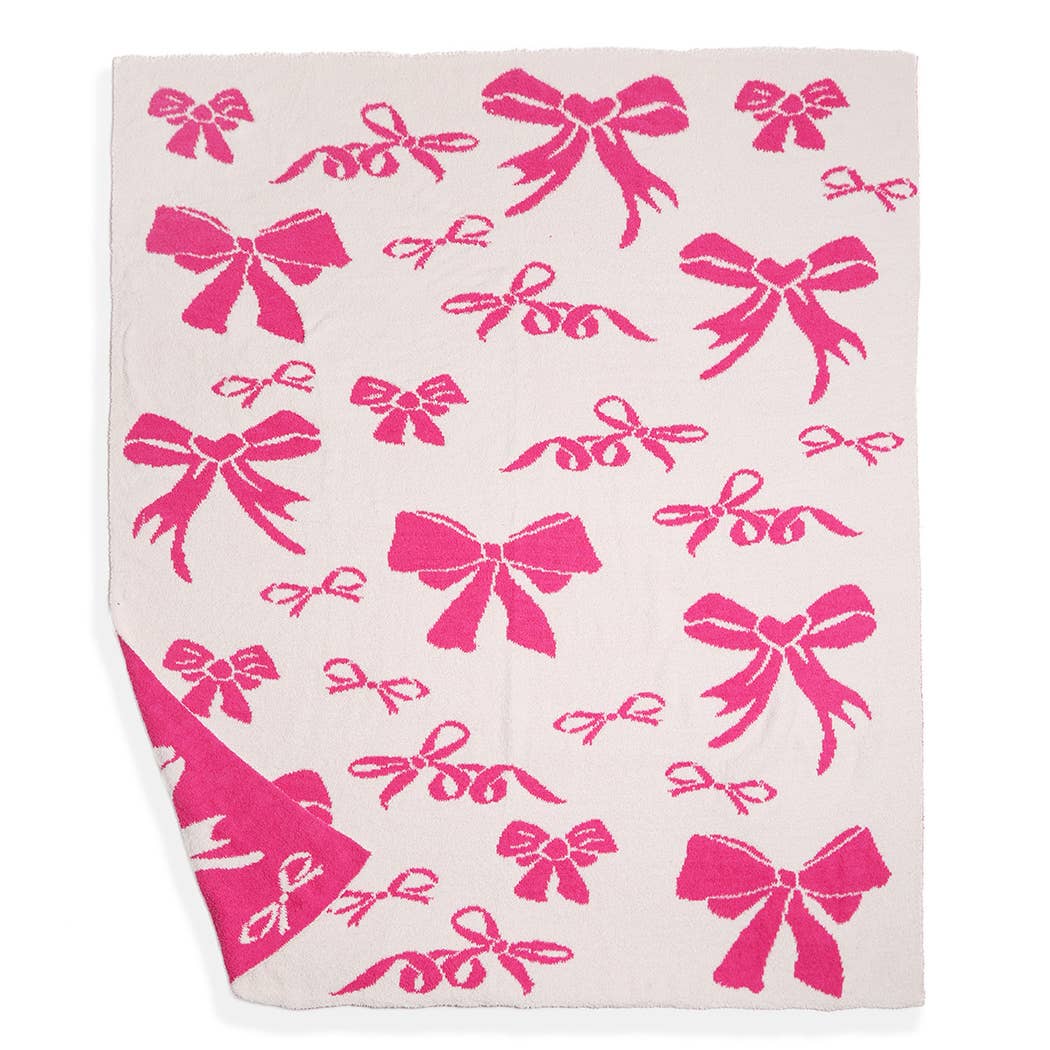 Ribbon Throw Blanket Fuchsia