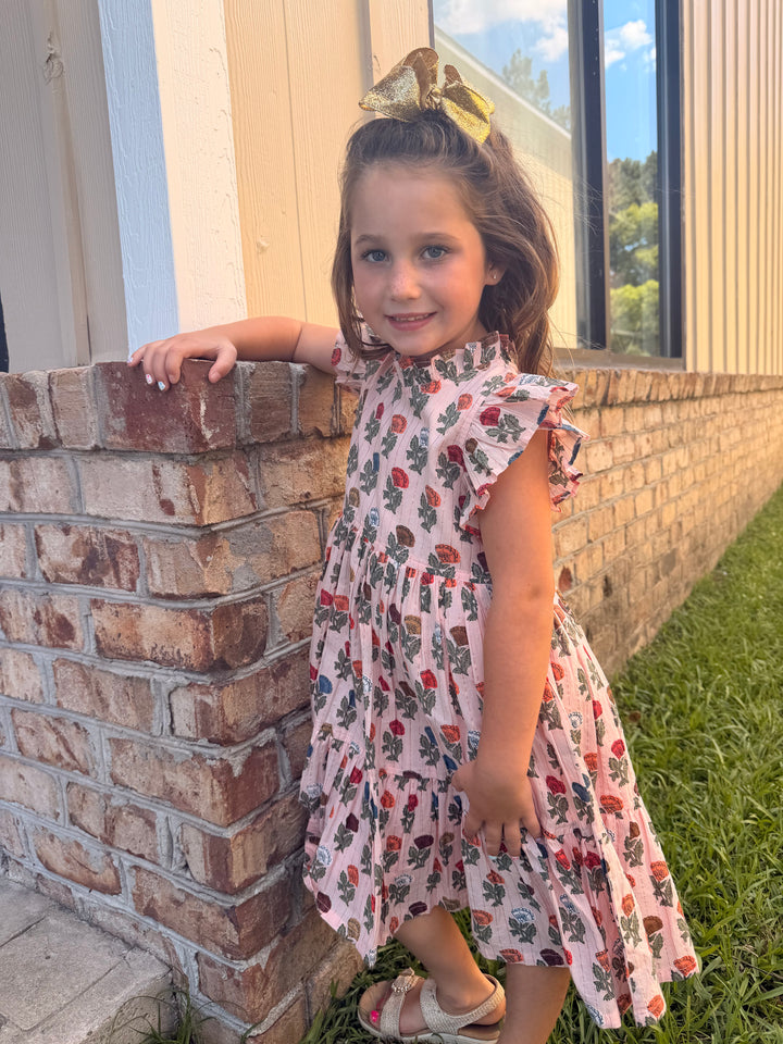 Girls Jennifer Dress - Multi Flower Drop