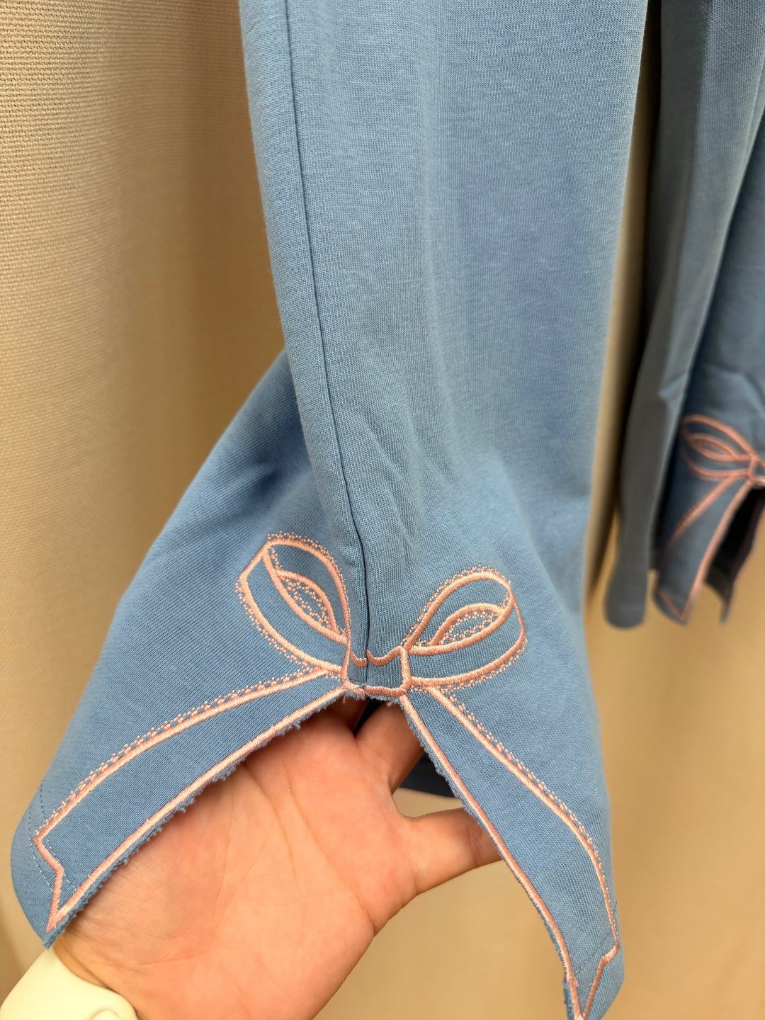Blue Bow Sweatpant W/ Side Slit