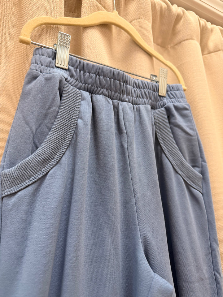 Blue Bow Sweatpant W/ Side Slit