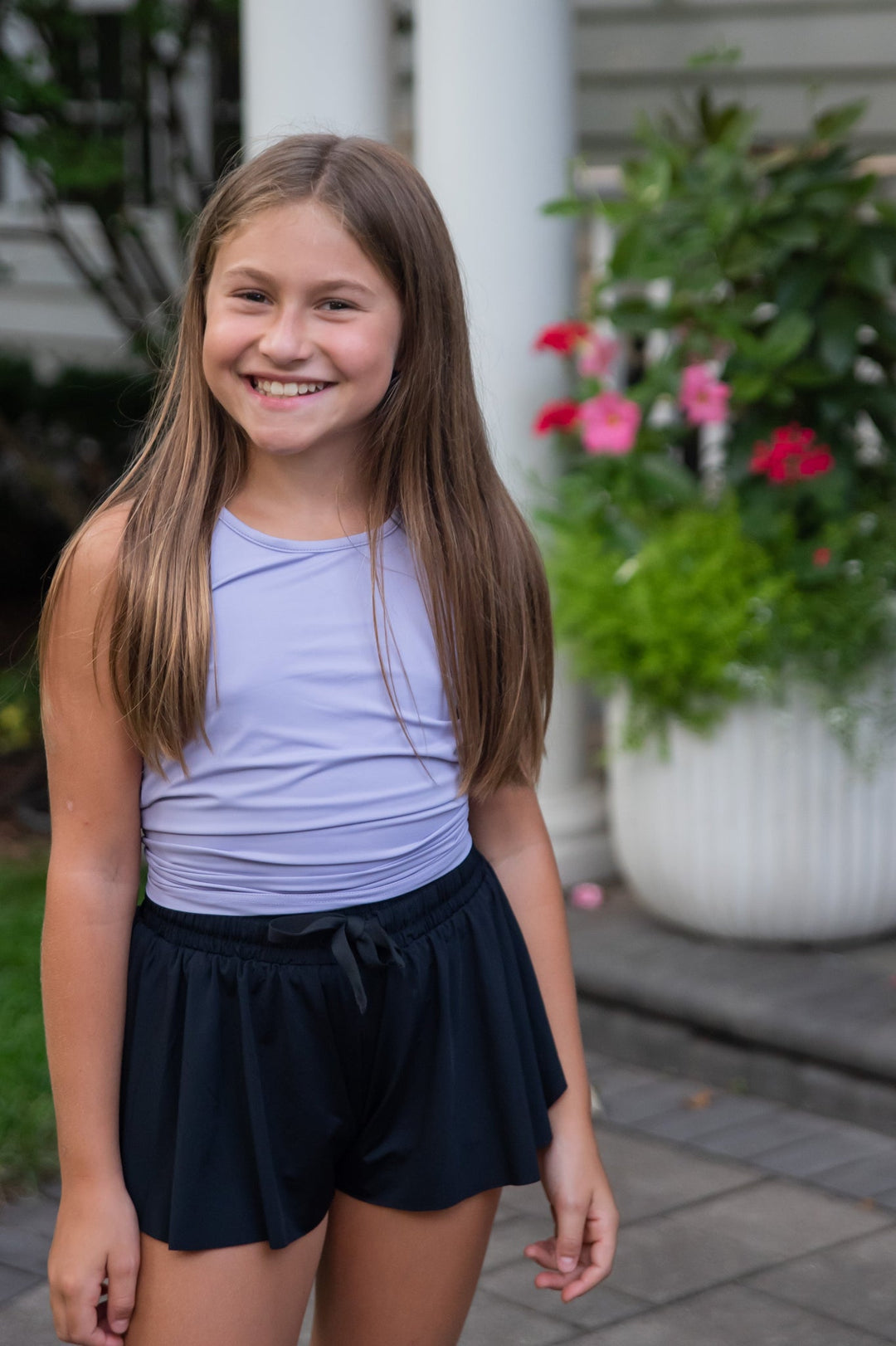 Tween Athleisure Tie Back Top- Lavender