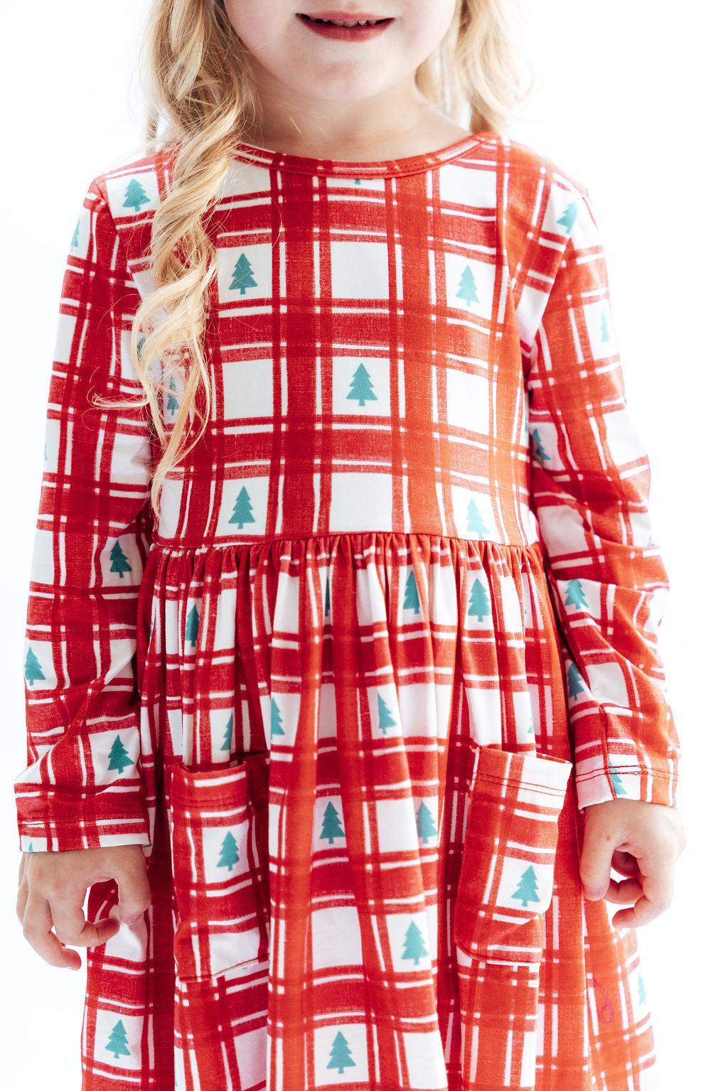 Plaid Tress L/S Pocket Twirl Dress