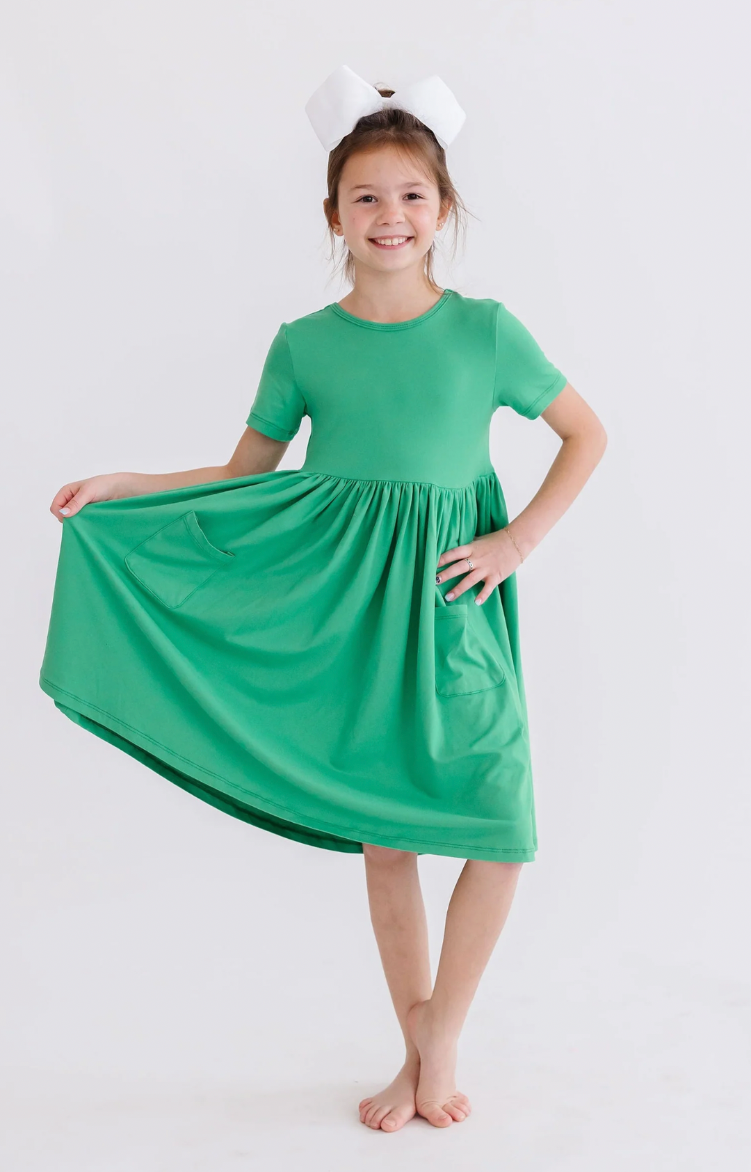 Kelly Green S/S Pocket Twirl Dress
