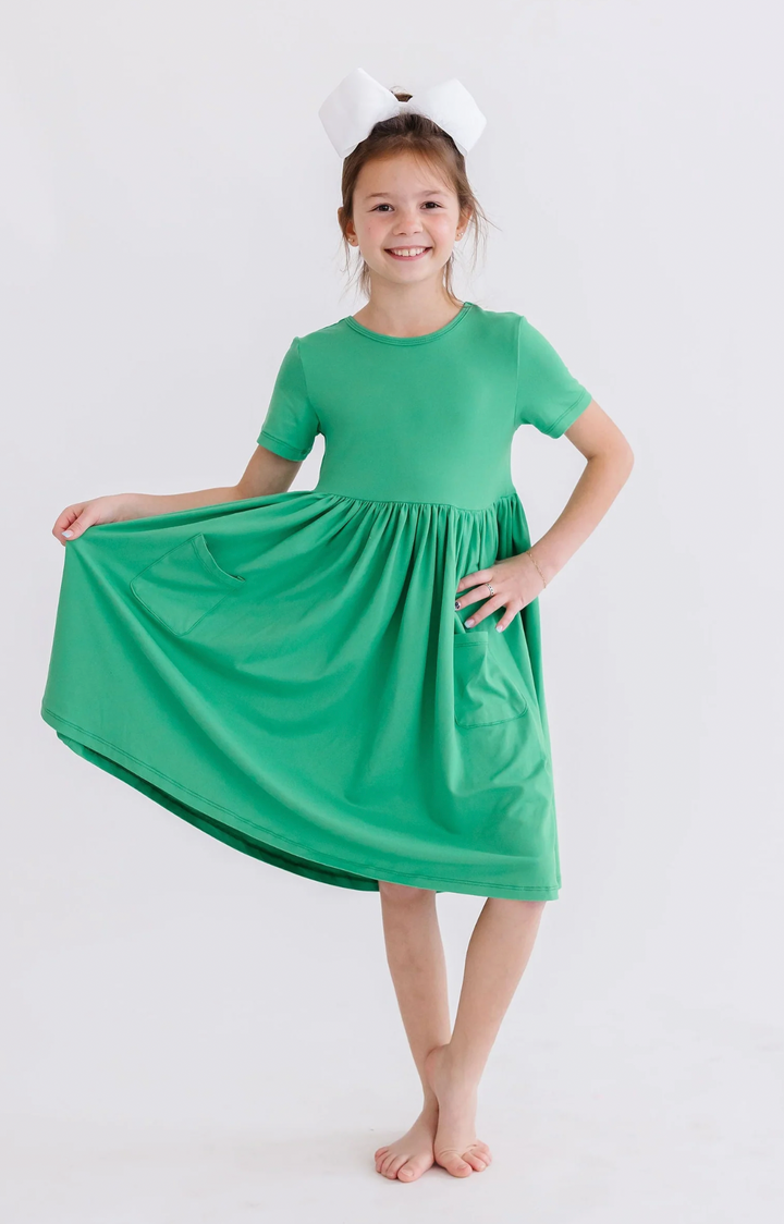 Kelly Green S/S Pocket Twirl Dress