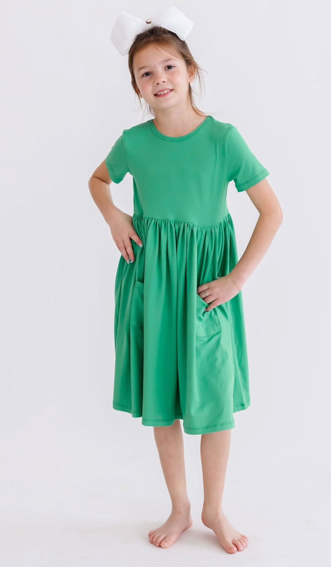 Kelly Green S/S Pocket Twirl Dress