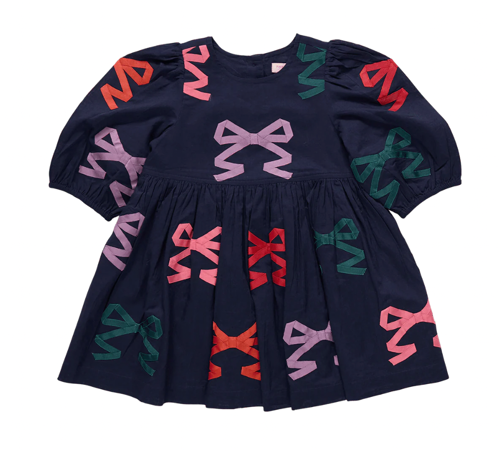Girls Brooke Dress - Multi Bow Applique