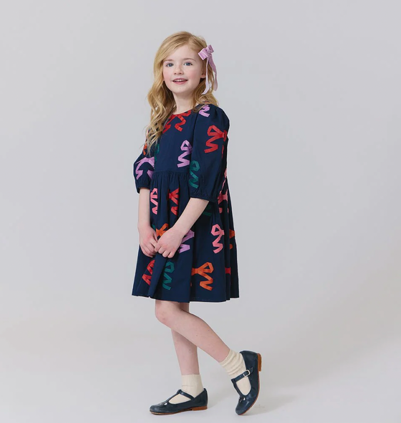 Girls Brooke Dress - Multi Bow Applique
