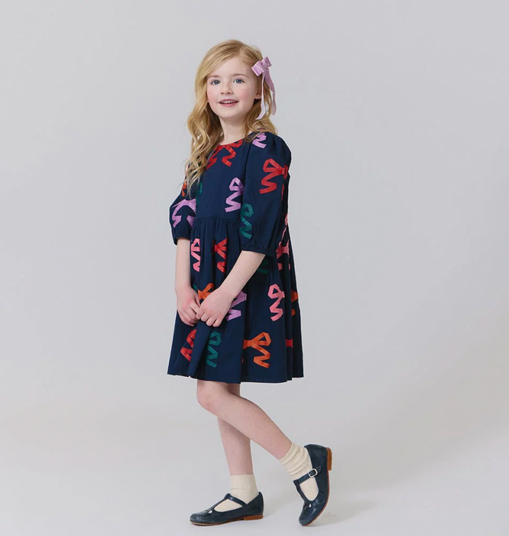 Girls Brooke Dress - Multi Bow Applique