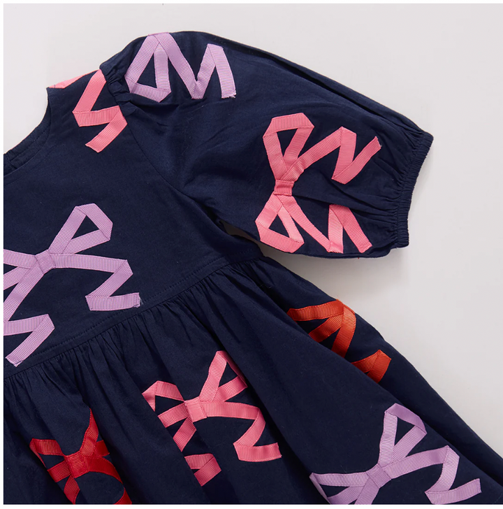 Girls Brooke Dress - Multi Bow Applique