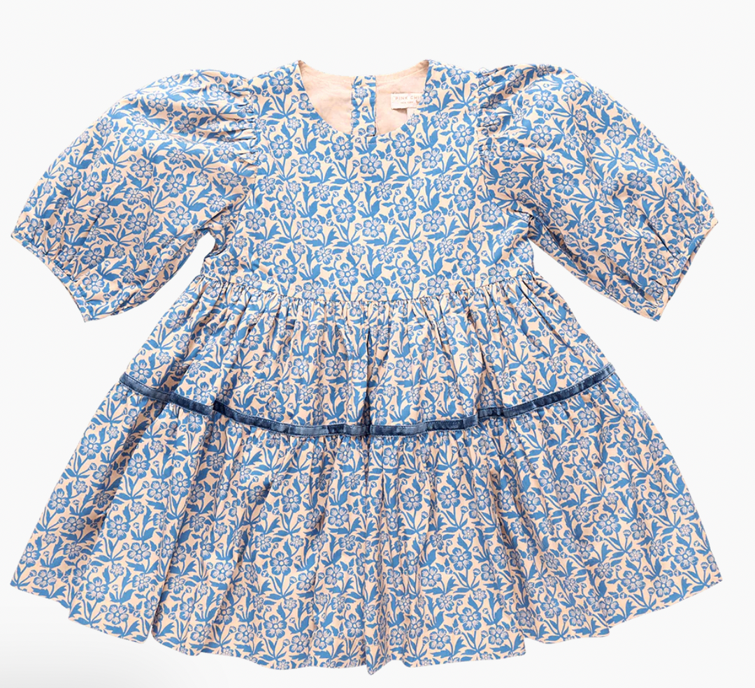 Girls Maribelle Dress - Blue Climbing Floral