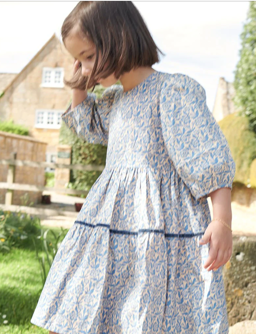 Girls Maribelle Dress - Blue Climbing Floral