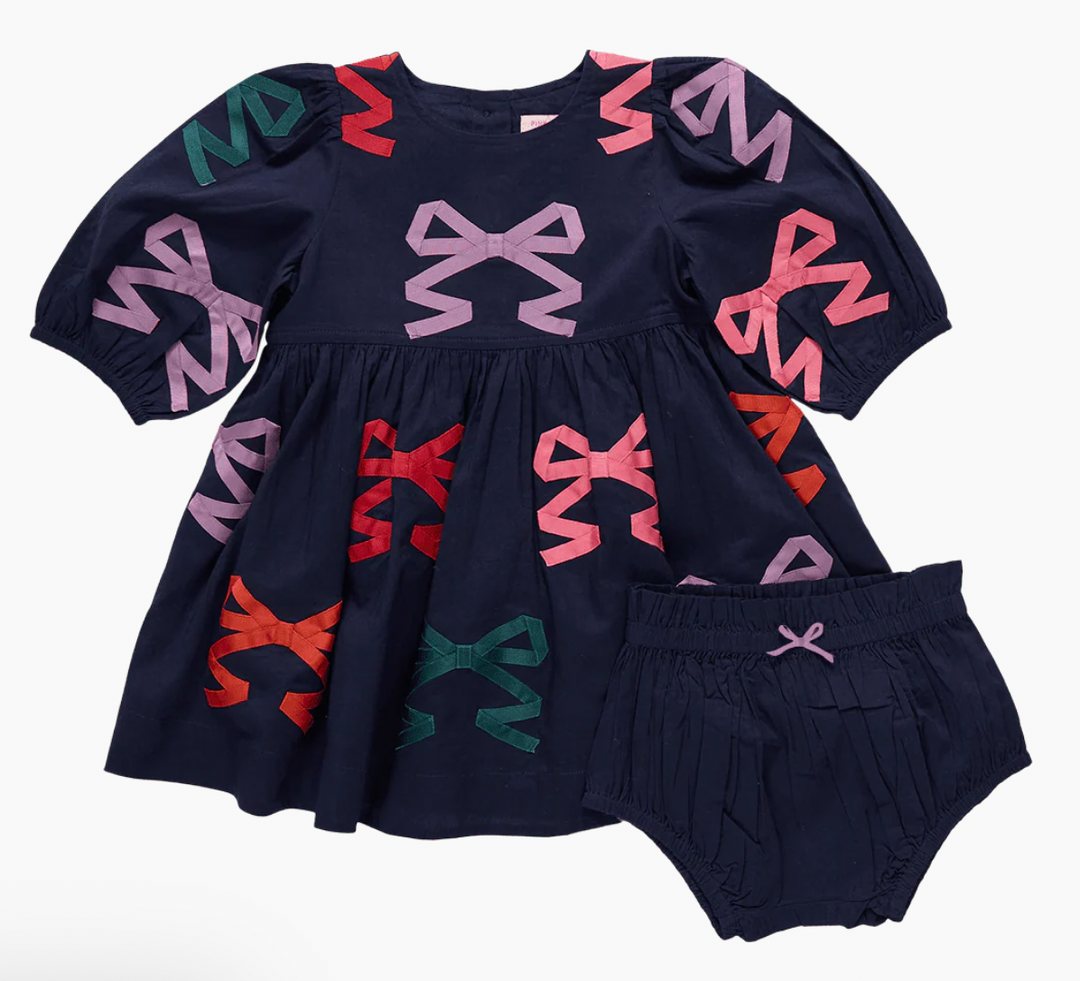 Baby Girls Brooke Dress Set - Multi Bow Applique