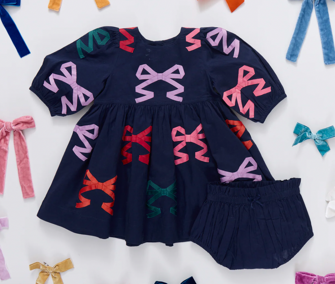 Baby Girls Brooke Dress Set - Multi Bow Applique