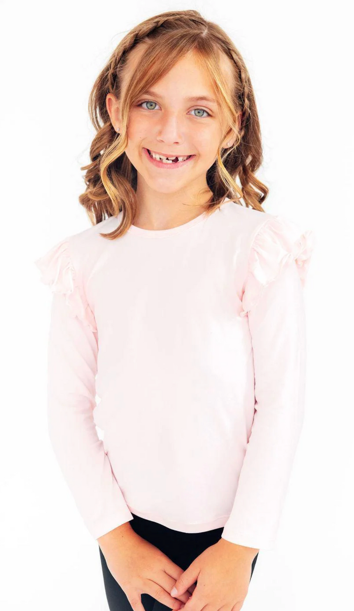 Petal Pink L/S Ruffle Tee
