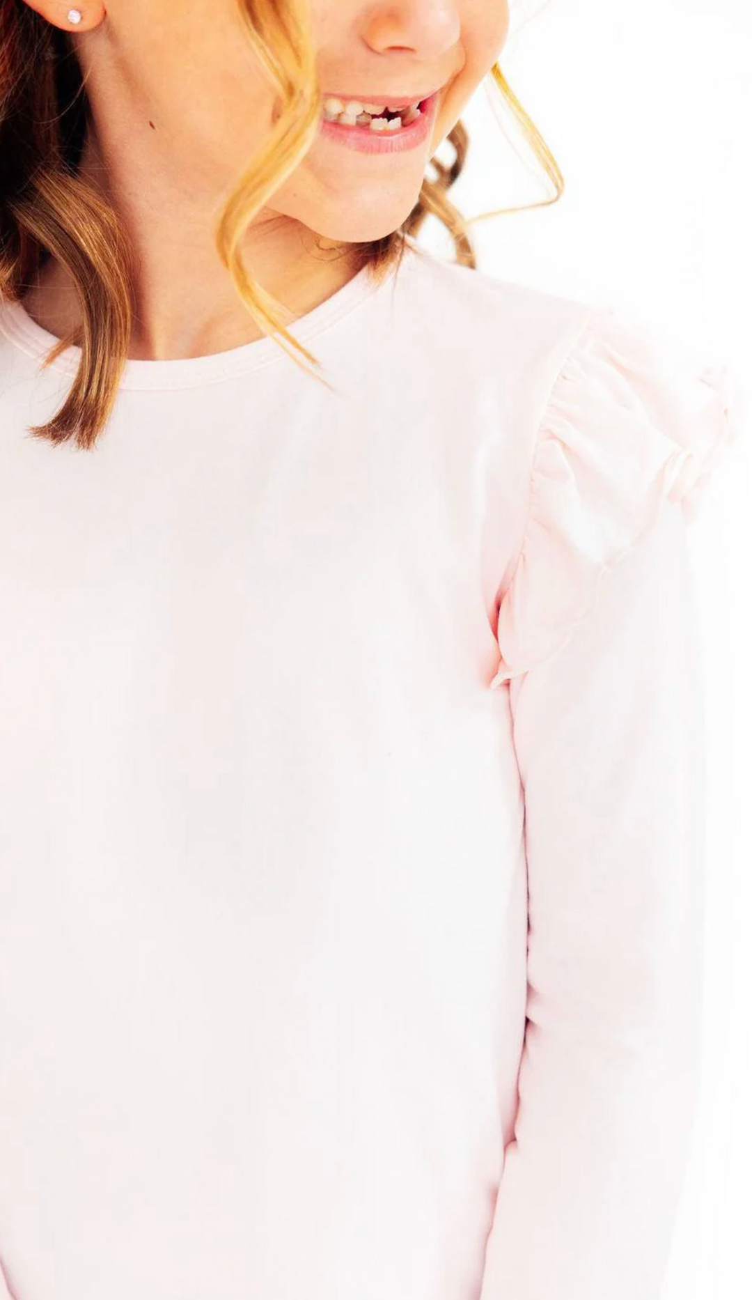 Petal Pink L/S Ruffle Tee