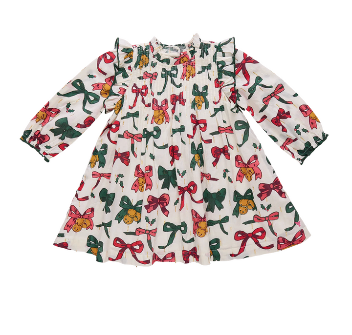Baby Girls Jaipur Dress Set- Christmas Bows and Bells