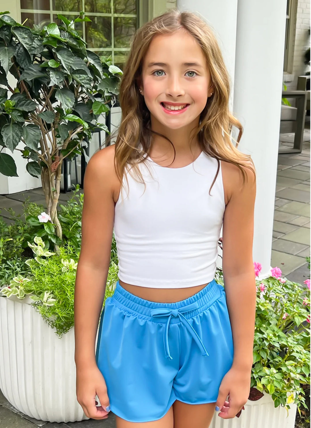 Tween Athleisure Butterfly Shorts- Turquoise