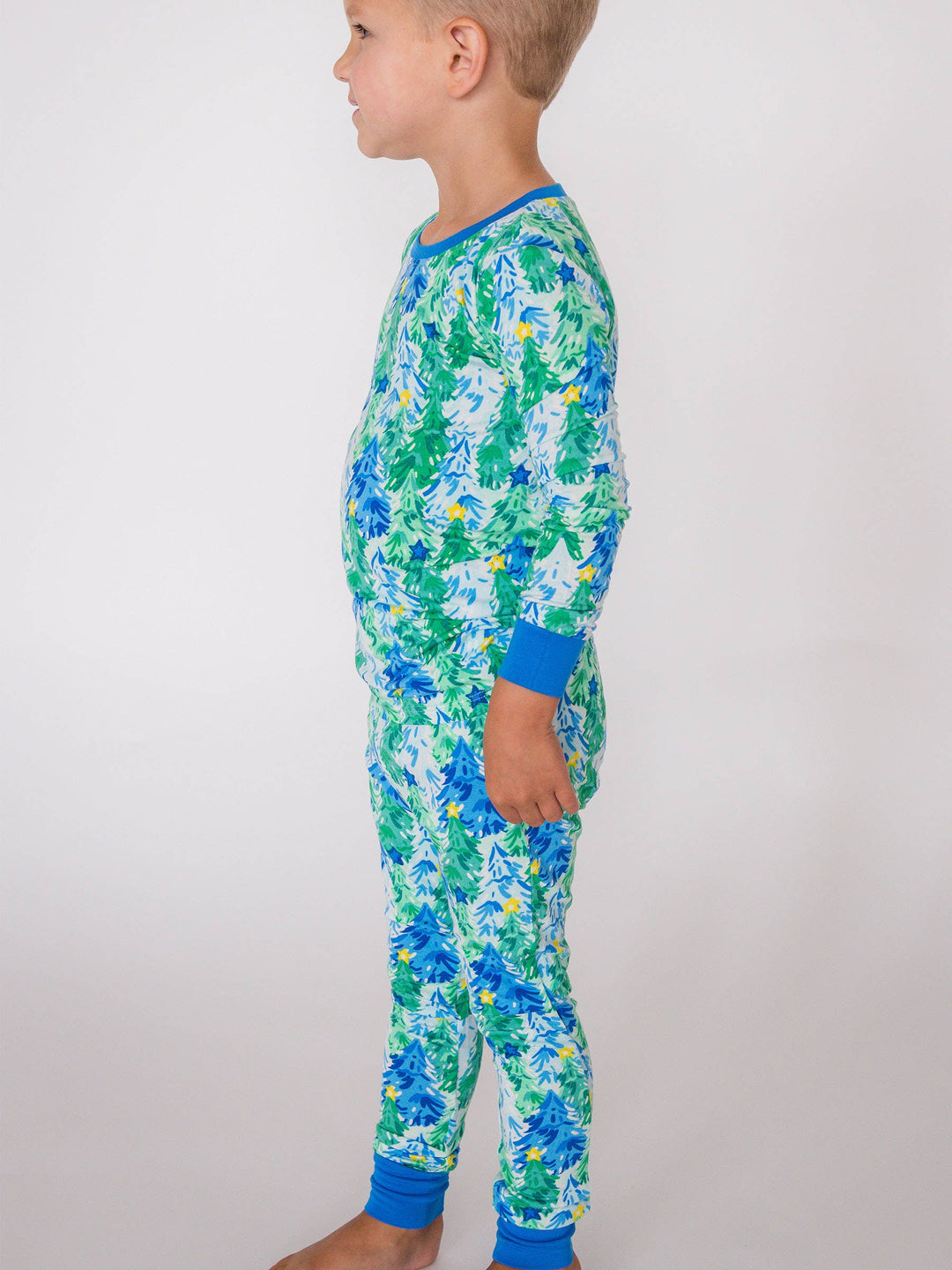 Bamboo Viscose Blue Jolly Grove Pajama Set